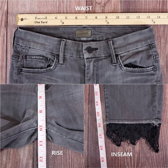 Mother Womens Size 27 High Waisted Looker Dagger Ankle Fray A Lacey Saloon Jeans - Picture 14 of 14